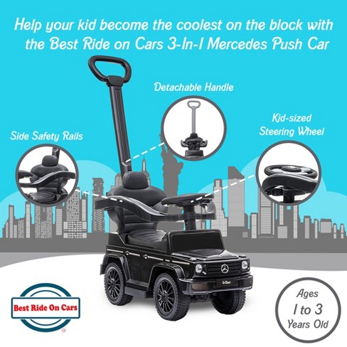 Best Ride On Cars Kids Outdoor Stroller Mercedes G wagon 3 in 1 Push Car With Detachable Handle Safety Rails And Working Horn Black Target