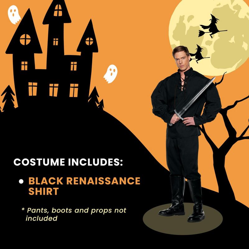 Renaissance Shirt- Black Adult Costume, 3 of 4