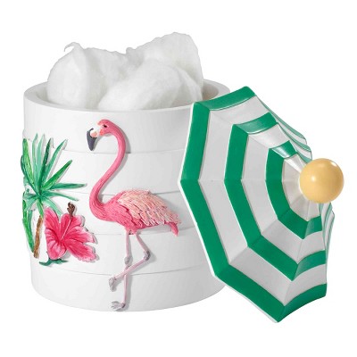 Tropical Flamingo Paradise Hand-Painted Resin Covered Jar