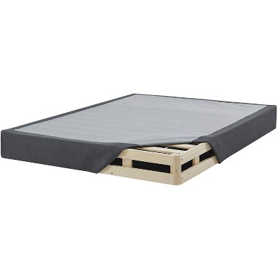 Classic Brands Instant Foundation Modern Style High Profile 8 Inch Solid Wood Slat Box Spring with Neutral Poly Cover, Full Size