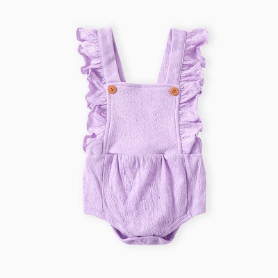 PATPAT Baby Girl Ruffle Romper Infant Cute Jumpsuits Wooden Button Sleeveless Onesies
