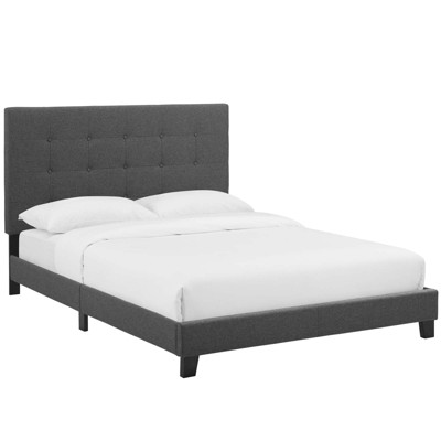 Modway Melanie Full Tufted Button Upholstered Fabric Platform Bed - Gray
