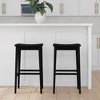 Plank+Beam 30" Bar Stool, Wood Modern Kitchen Stool, Saddle Seat Backless Bar Height Chair with Metal Footrest - 2 of 4