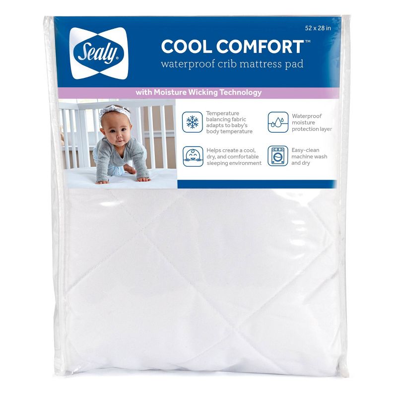 Sealy Cool Comfort Waterproof Crib &#38; Toddler Mattress Pad, 1 of 15