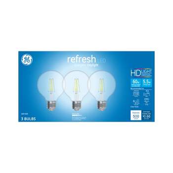 GE 3pk 5.5W 60W Equivalent Refresh LED HD Globe Light Bulbs Daylight