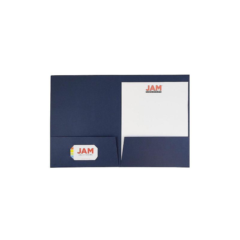 JAM Paper 2-Pocket Presentation Folders Navy Linen 100/Box 26982B, 5 of 7