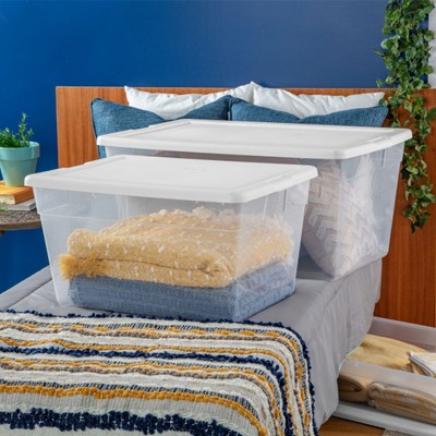 ClearView 90-Quart Stackable Storage Bin with Secure Lid, 8-Pack