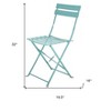 HomeRoots Set of Two Teal Blue Aluminum Outdoor Folding Dining Chairs - 3 of 4