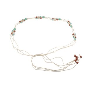 Unique Bargains Bohemian Colored Beads Pattern Adjustable Waist Belt 1 Pc - 1 of 4
