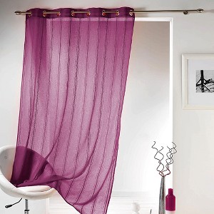 Evideco French Home Goods Sheer Curtain Panel with Stripes, Light & Airy Drapery, Ideal for Home Decor, 95 x 55 Inches - 1 of 4