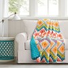 50"x60" Boho Chevron Reversible Cotton Throw Blanket Turquoise - Lush Décor: Machine Washable, Plain Weave - 2 of 4