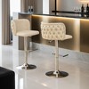 Leovsnove 2pcs Swivel Barstools Adjusatble Seat Height With Chrome Base, Modern PU Upholstered Bar Stools with the whole Back Tufted - 2 of 4