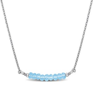 EVERLY JEWELRY | Sterling Silver 2 3/4ct TGW Blue Topaz Bead Bar Necklace, 16.5 inc + 2 inc - 1 of 4