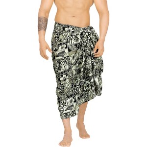 LA LEELA Men's Beach Cover Up Swim Sarong Wraps One Size Ebony Tropical - 1 of 4
