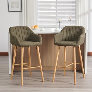 KWPZQEB Counter Height Bar Stools Set of 2, Modern Counter Stools with Backrest and Footrest, Upholstered Barstools for Kitchen Island - 1 of 4