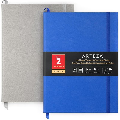 Arteza Hardcover Premium Edit Lined Paper Note Journals, 96 Sheets, Blue & Gray - 2 Pack (ARTZ-4256)