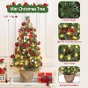 homfan Pre-Lit Small Artificial Mini Christmas Tree, Christmas Tree Prelit with Vintage Potted Base, , Home Decor Indoor for Bedroom, Fireplace - 2 of 4