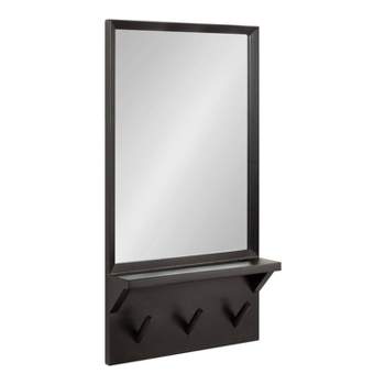 16" x 30" Hinter Framed Wall Mirror with Pegs Black - Kate & Laurel All Things Decor