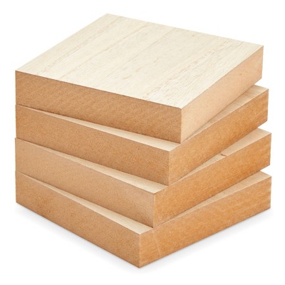 Bright Creations Unfinished MDF Wood Squares for Crafts, Wooden Blocks, 1  Inch Thick (6x6 In, 4 Pack)