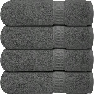 Luxury 100 Ring - Spun Cotton Bath Towels Set of 4 27x54 Inches - Drying Towels for Bathroom, Gym, Spa Hotel Use Shadow Grey - 1 of 4