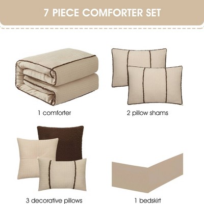 Beige Queen Microfiber 7-Piece Comforter Set