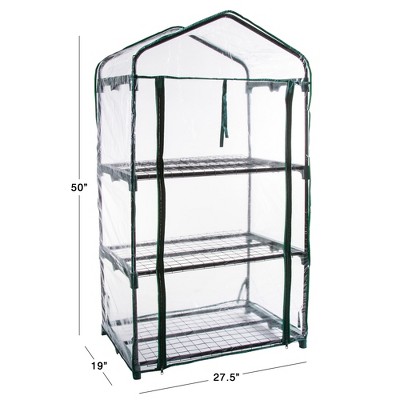 Nature Spring Portable 3-Tier Mini Greenhouse with Clear PVC Cover