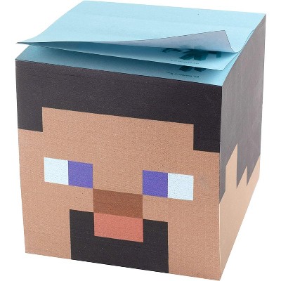 Minecraft Steve Sticky Notes Cube, 800 Sheets - 3x3 Self-Stick Post Paper Pad Notepad - Its a Cute Funny Gamer Gift for Kids, Girls & Boys 8-12 -