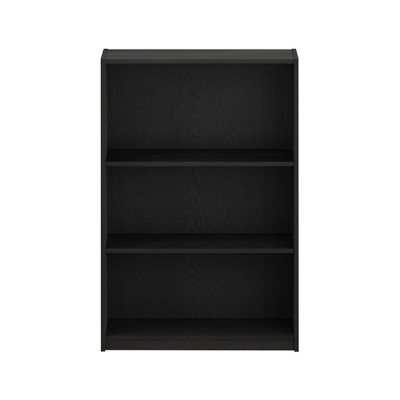 Adjustable Blackwood 3-Tier Wood Bookcase with Adjustable Shelves