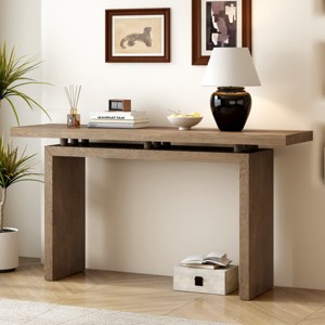 Console Table Entryway Narrow Skinny Design with Ash Veneer, Modern Floating Top Sofa Table for Hallway or Living Room-The Pop Home - 1 of 4
