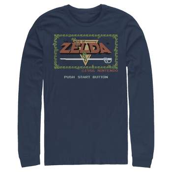 Men's Nintendo Zelda 8-Bit Title Screen Long Sleeve Shirt