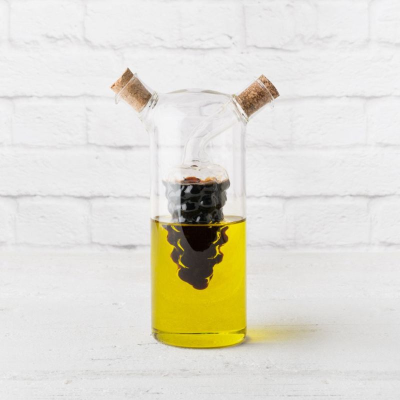 Twine Living 2-In-1 Oil & Vinegar Dispenser Cruet Bottle with Cork Stoppers, Hand Blown Glass, Clear Finish, 4 of 10