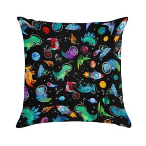 Dinosaur Astronauts Pillow Covers 18x18 Decorative Throw Pillows Soft Square Cushion Covers for Couch Sofa Bedroom - 1 of 1