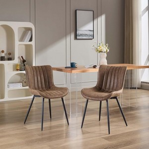 Acekool Faux Leather Modern Armless Dining Chairs Set of 2 with Metal Legs, Mid Century Accent Side Chairs for Kitchen & Living Room - 1 of 4