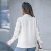 Women's White Contrast Lace Sleeve Shawl Lapel Blazer - Cupshe - 4 of 4