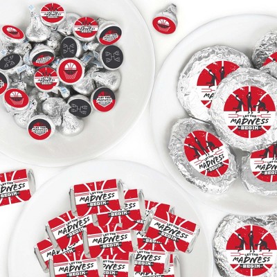 Big Dot of Happiness Red Basketball - Let The Madness Begin - College Basketball Party Candy Favor Sticker Kit - 304 Pieces