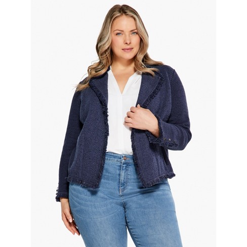 Nic + Zoe Fringe Mix Jacket - Navy, 2x : Target