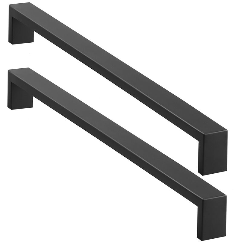 Cauldham Solid Stainless Steel Cabinet Hardware Square Pull Matte Black (12-5/8" Hole Centers) - 2 Pack, 3 of 8