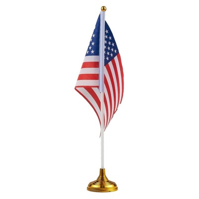 12-Pack Mini American Flags with Gold Plastic Stands