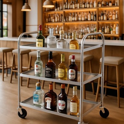 GustoWave 3-Tier Heavy Duty Utility Service Cart for Home Restaurants Bars, 33.4"x17.7"x35.4"