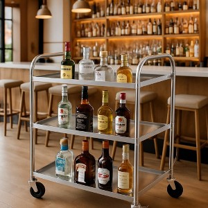 GustoWave 3-Tier Heavy Duty Utility Service Cart for Home Restaurants Bars, 33.4"x17.7"x35.4" - 1 of 4