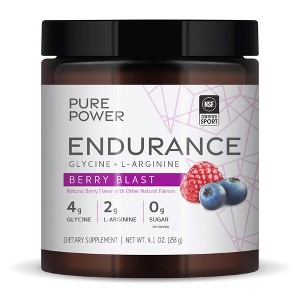 Dr. Mercola Pure Power Endurance Powder, Berry Blast Flavor, 9.1 oz (258 g), 30 Servings, 4 g of Glycine, 2 g of L-Arginine, 0 g of Sugar, Non-GMO - 1 of 4