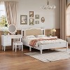 KTMBDW 3 Pieces Bedroom Set with Full/Queen Size Wooden Bed Frame, 1 Vintage Nightstand and 1 Makeup Vanity Set with Stool, White - 3 of 4