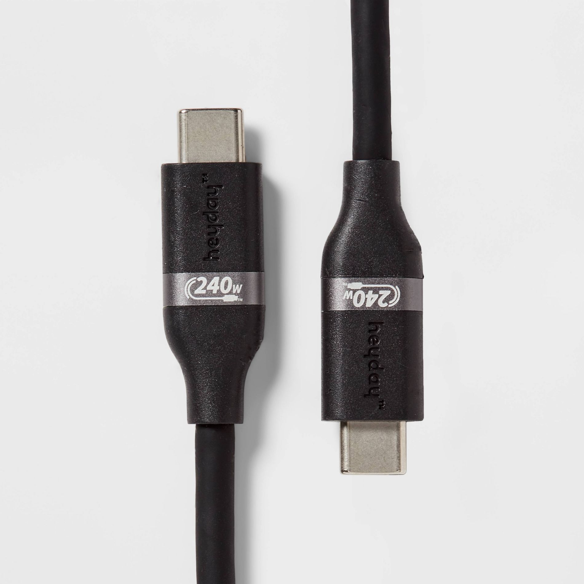 4' USB-C to USB-C 240W Silicone Cable - heyday™ Black: Male-To-Male Connection