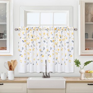Farmhouse Watercolor Floral Flower Leaf Design Kitchen Curtains for Cafe Bathroom - 1 of 4