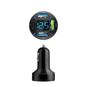 Itopfox 66W Super Fast Car Charger with USB PD&QC 3.0, Voltmeter & LED Lights, Universal Quick Charge for 12-24V Cigarette Lighter, iPhone, iPad, S22 - 1 of 4