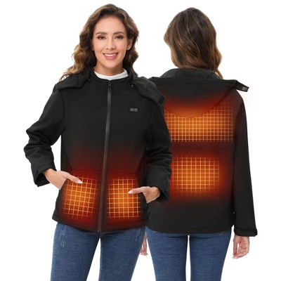 Heated Jacket for Women, Lightweight Water-Resistant Slim Fit Heated Coat with Detachable Hood