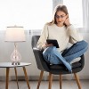 ROTTOGOON 22.5" Glass Table Lamp Set of 2 LED Touch Control 3 Way Dimmable Modern Bedside Lamp White Fabric Shade Blue - 3 of 4