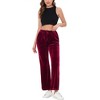 cheibear Women's Velvet Elastic Waist Lounge Ankle Wide Leg Pajama Pants - image 2 of 4