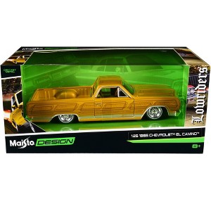 1965 Chevrolet El Camino Lowrider Gold Metallic with Graphics "Lowriders" Series 1/25 Diecast Model Car by Maisto - 1 of 3