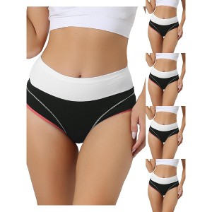 Allegra K Women's Soft High Waist Stretch Breathable Tummy Control Cotton Briefs Multicolored - 1 of 4